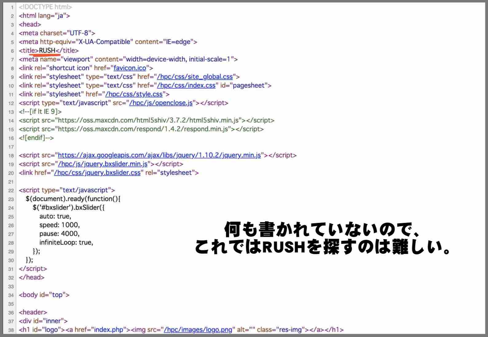 ラッシュ (RUSH)という競馬予想サイトのページソース